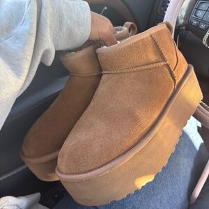 UGG Chestnut Suede Platform Boots